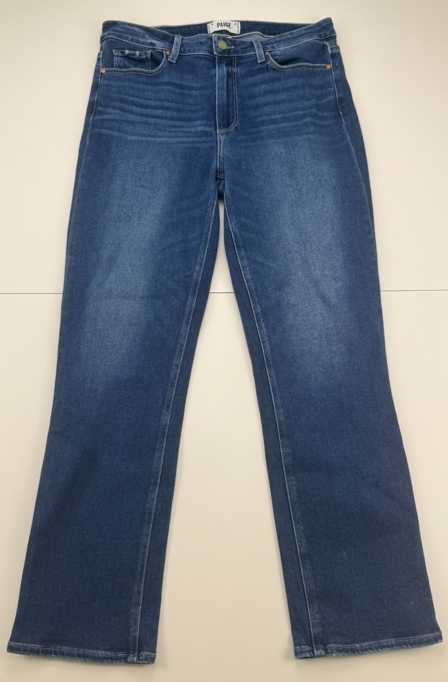 PAIGE Cindy Crop Jeans Women's 30 High Rise Straight Leg Medium Wash Stretch